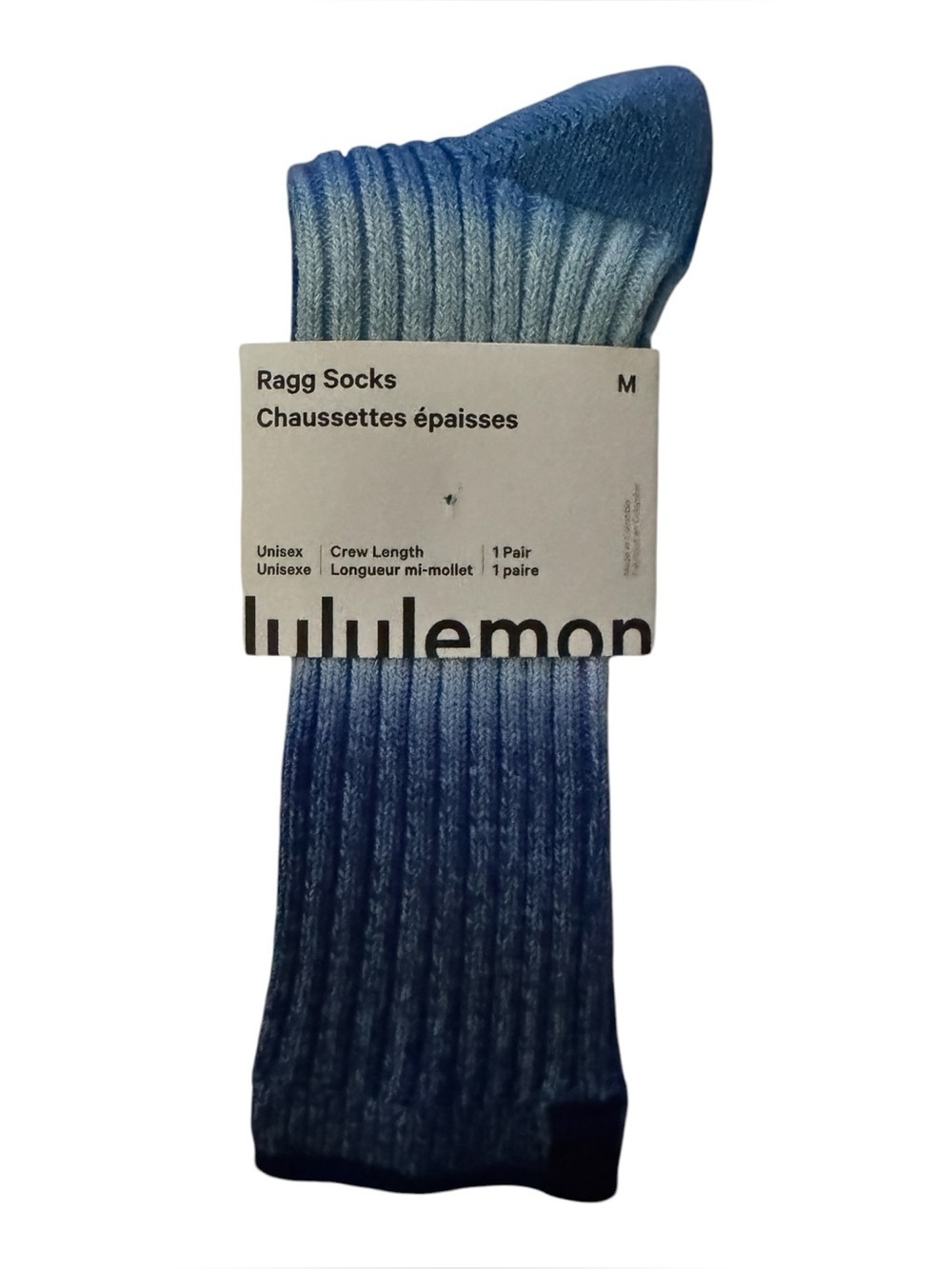 Lululemon Unisex Crew Length Ragg Socks Club Blue Ocean Wave S M NWT Sold Out